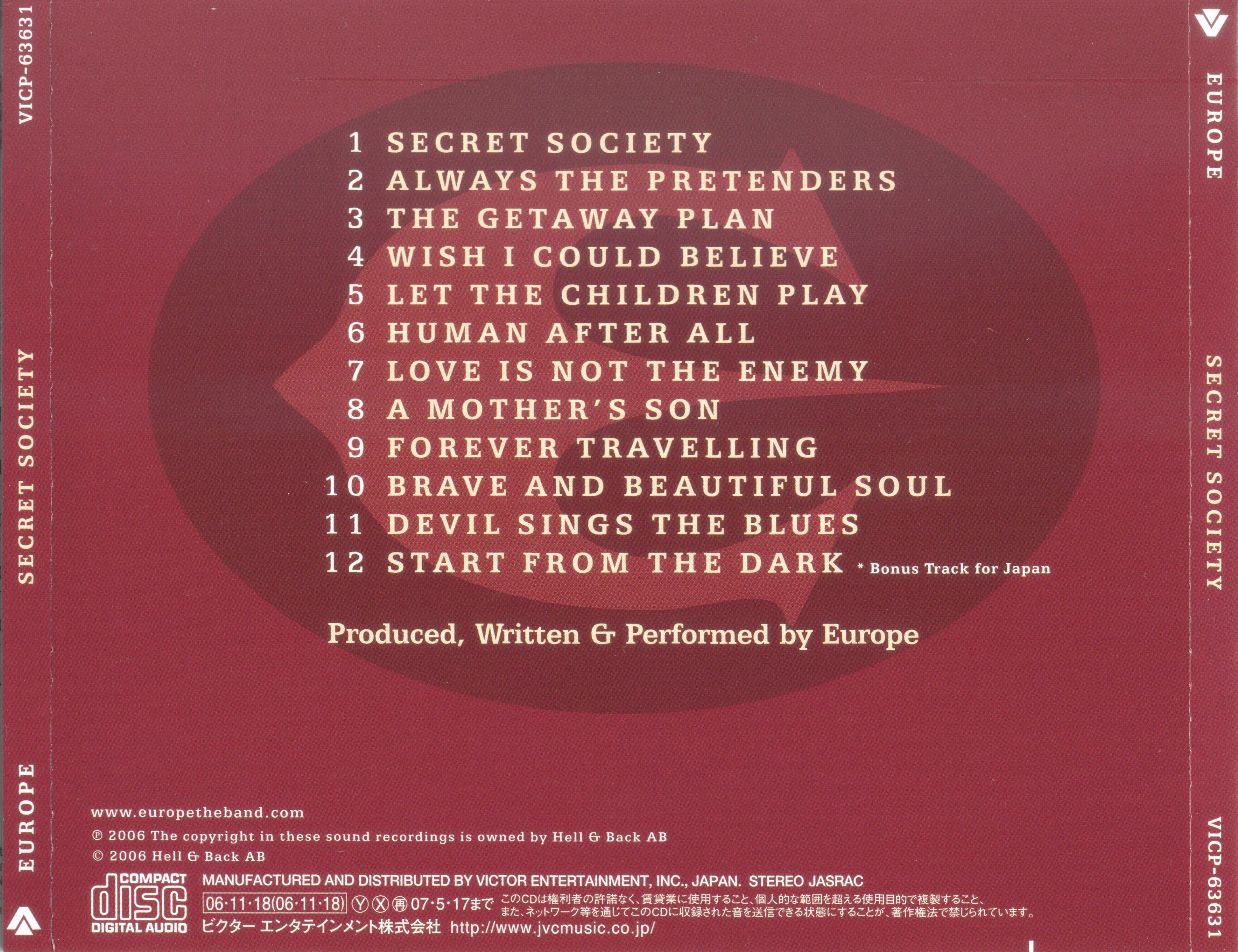 Europe  Secret Society : Back JPN